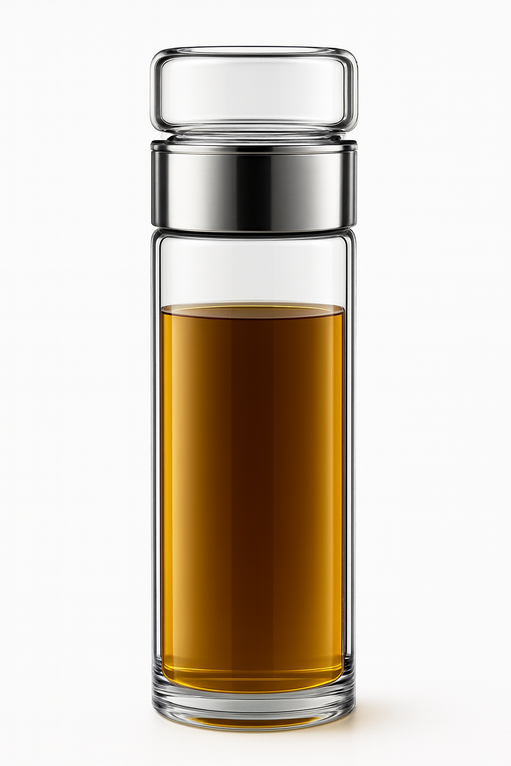 Premium Double-Wall Glass Infuser Bottle- Silver Series