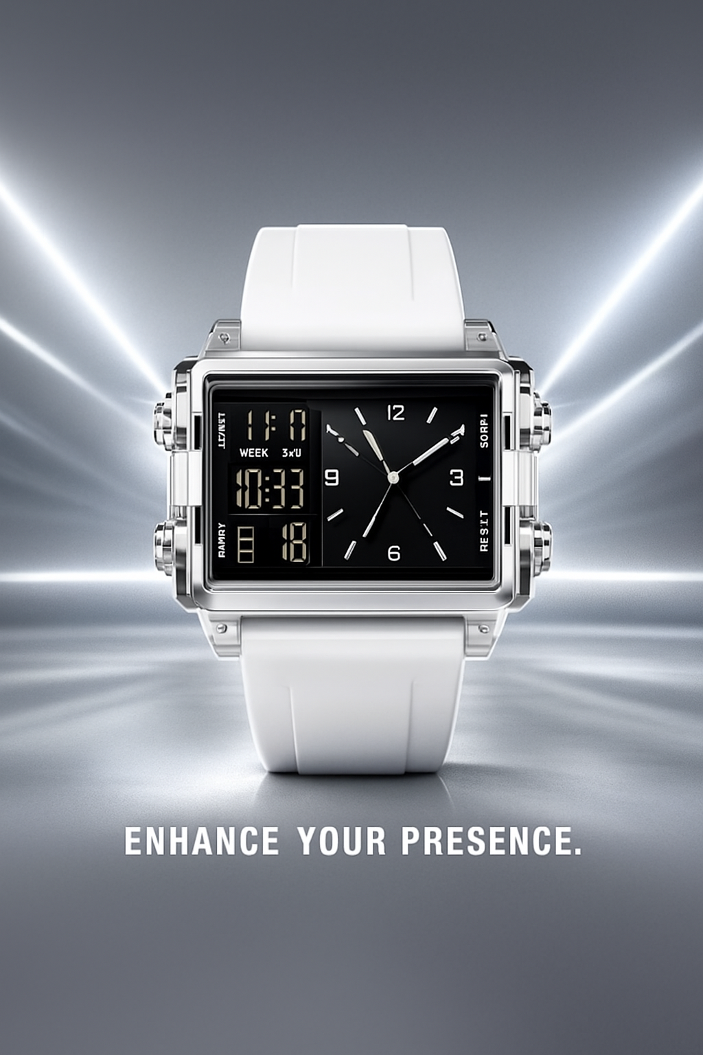 Dual-Display Timepiece - White